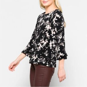 Karl Lagerfeld Black and White Floral Blossom Blouse XL EUC